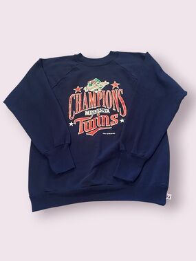 Vintage LOGO 7 Minnesota Twins "Champions" Crewneck Sweatshirt 1987 Sz Large